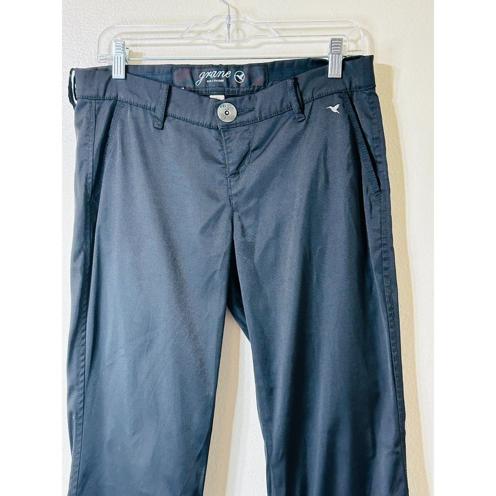 Grane Black Shiny Low Rise Boot Cut Stretchy Junior Jeans, Size 5